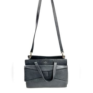 Kate Spade Black Pebbled Leather Medium Flap Shoulder Bag Patchwork